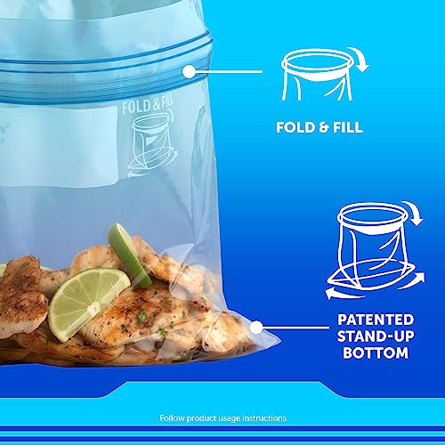 Ziploc Quart Food Storage Freezer Bags, New Stay Open Design with Stand-Up Bottom, Easy to Fill, 75 Count - Image 3
