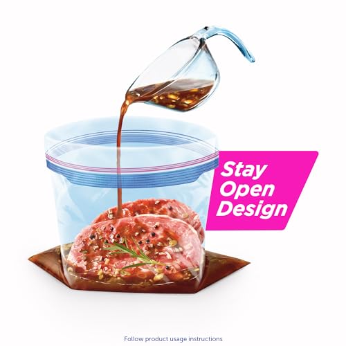 Ziploc Quart Food Storage Freezer Bags, New Stay Open Design with Stand-Up Bottom, Easy to Fill, 75 Count - Image 2