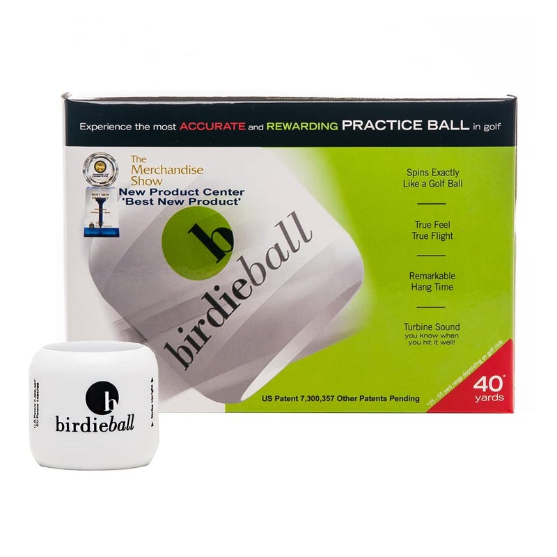 BirdieBall كرات جولف للتدريب من بيردي بول - عبوة 12 كرات جولف محدودة الطيران للتدريب في الفناء الخلفي، أداة تدريب للتدريب في المنزل، إحساس واقعي ودوران - Image 1