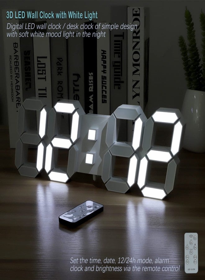 KOSUMOSU ساعة حائط كوسوموسو 15 بوصة ثلاثية الأبعاد بتقنية LED رقمية لغرفة النوم، ساعة حائط رقمية كبيرة لتزيين غرفة المعيشة، ساعة LED عصرية أنيقة مع جهاز تحكم عن بعد - Image 4