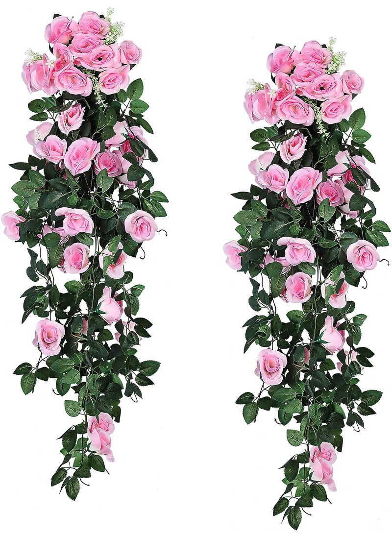 Umiwin - 2PCS زهور صناعية معلقة زهور مزيفة سلسلة زهور صناعية للديكور الداخلي والخارجي للمنزل وغرفة الحديقة وحفلات الزفاف - Image 1