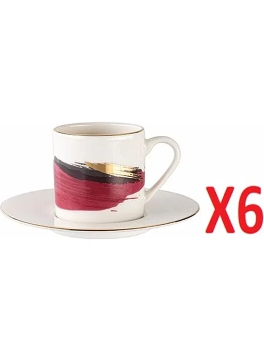 Porland Dash Pattern Coffee Cup with Saucer 90CC 6 Pieces 04ALM008279