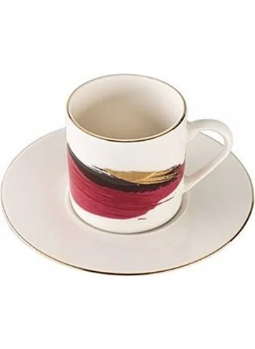 Porland Dash Pattern Coffee Cup with Saucer 90CC 6 Pieces 04ALM008279