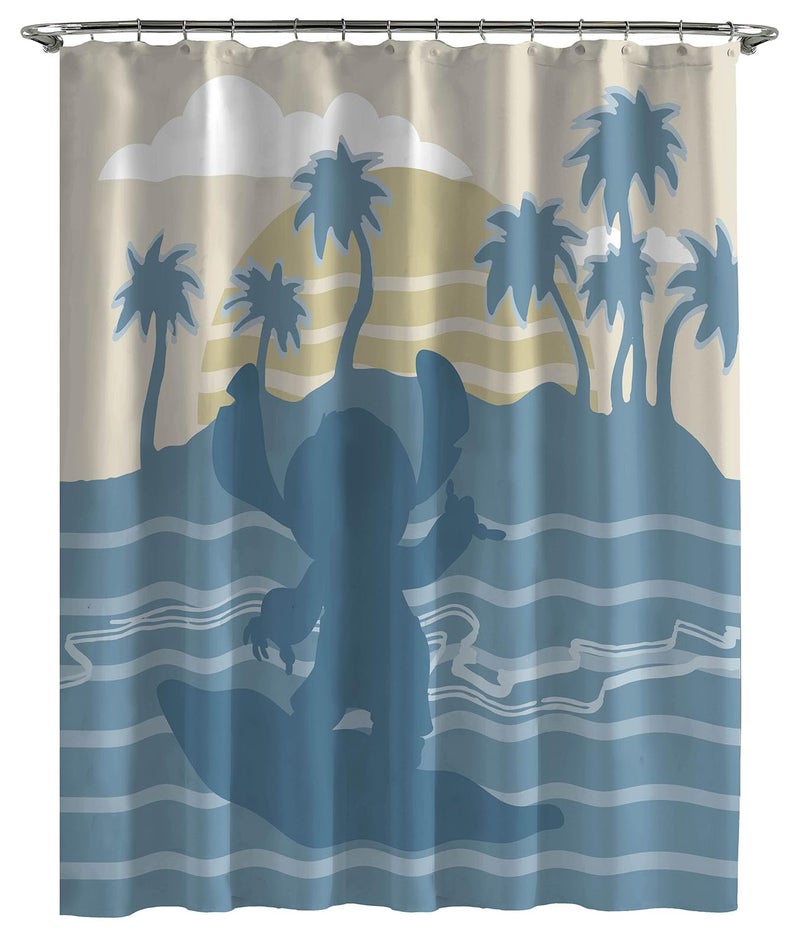 Jay Franco Disney Lilo and Stitch Shower Curtain - Licensed Bathroom Décor for Kids or Teens - 70 x 72 Inch Washable Fabric Curtain - Image 1