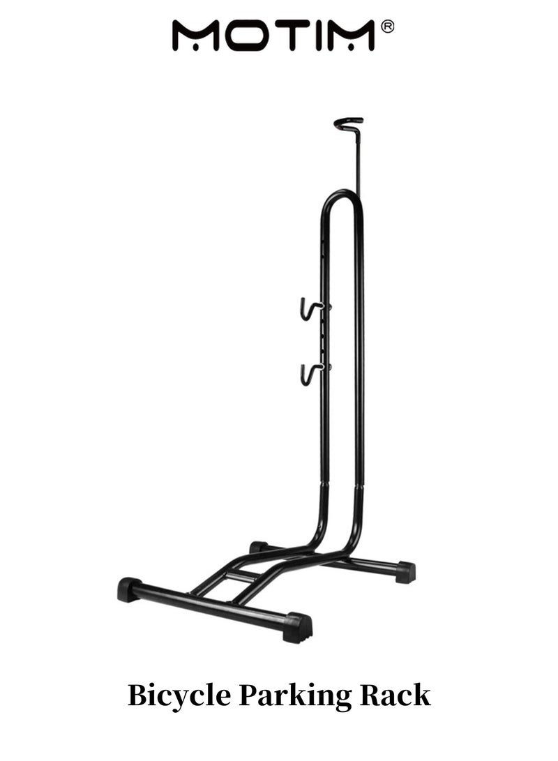 Motim Bicycle Parking Rack Adjustable Height Space-Saving Floor Mount Bicycle Rack for Garage or Home Holder Safe Storage Locking Stand for Mountain and Road Bikes - Image 1