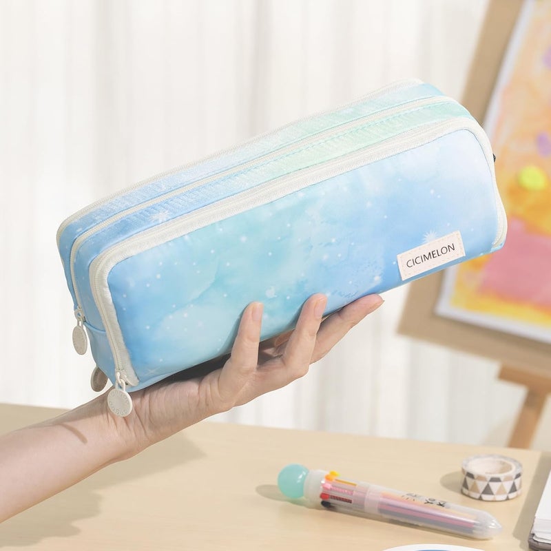 CICIMELON Large Capacity Pencil Case 3 Compartment Pouch Pen Bag for School Teen Girl Boy Men Women (Dream) - Image 2