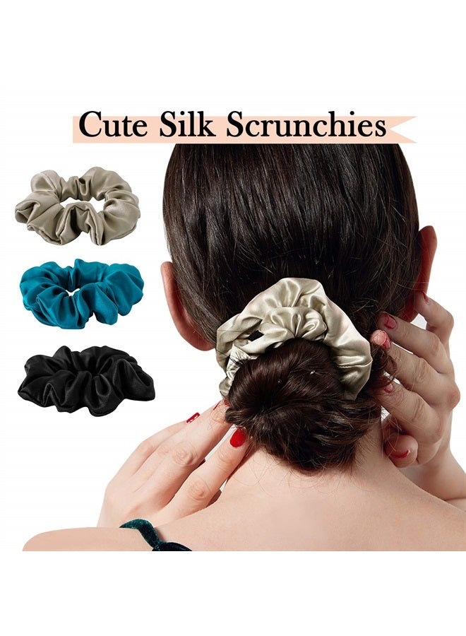 SOBONNY Silk Scrunchies for Women Silk Hair Ties for Sleep and Night 100% Mulberry Silk Scrunchies for Hair Hair Accessories Frizz&Breakage Prevention Better Than Satin Scrunchies-3pack - Image 2
