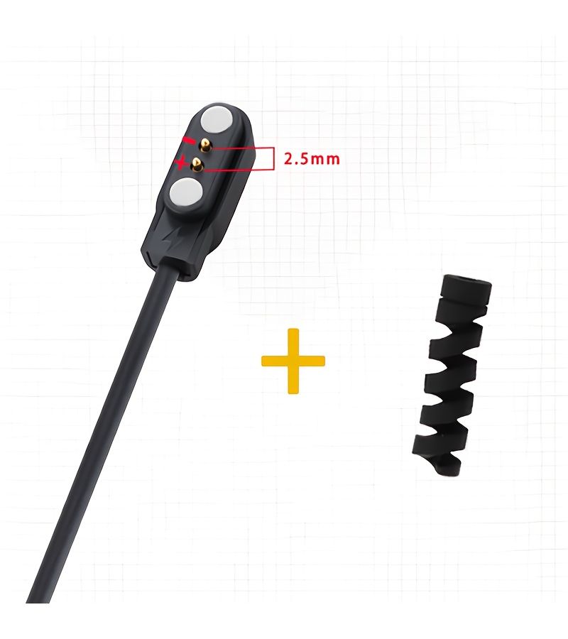 USB I6C Smart Watch Charging Cable 2.5mm Spiral Protector Black - Image 3