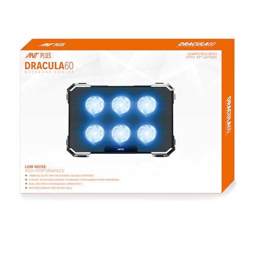 Ant Plus Dracula 60 Laptop Cooling Pad, Gaming Laptop Cooler with 6 * 1 Quite Fans, Fan Speed Controller 5 Height Adjustable Angle 2 USB Ports Compatible for Laptop, Notebook up to 17” - Image 5
