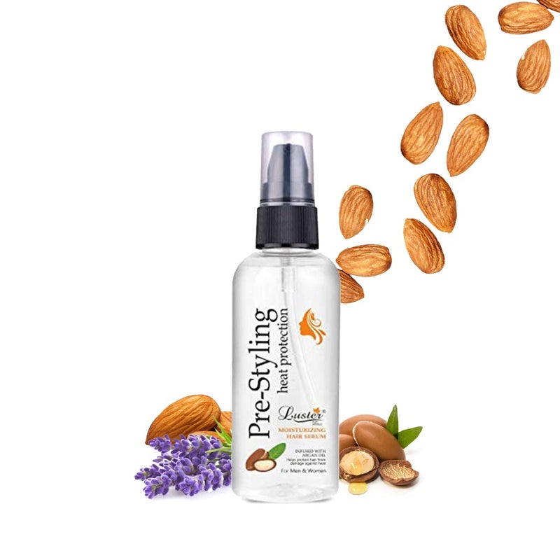 LUSTER سيروم الشعر المرطب قبل التصفيف من لوستر  حماية من الحرارة  مع زيت الأركان  سيروم للشعر الجاف والتالف  للرجال  النساء  لجميع أنواع الشعر  100 مل - Image 1