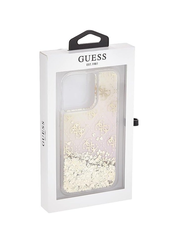 GUESS CG MOBILE Guess Liquid Glitter Case 4G Pattern Gradient Background For iPhone 13 Pro (6.1") - Gold - Image 1