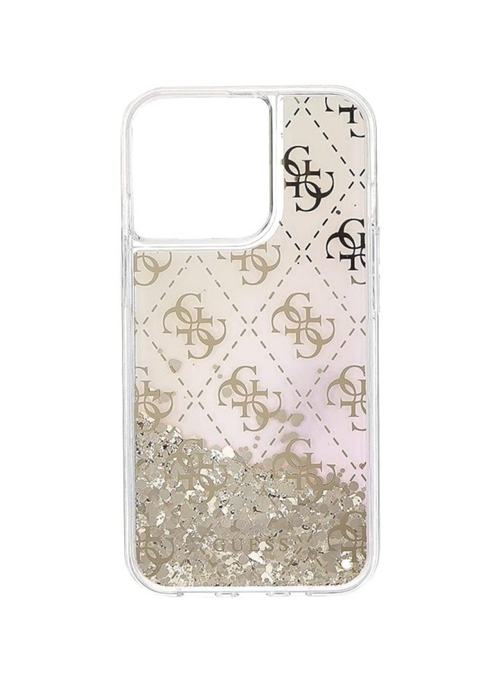 GUESS CG MOBILE Guess Liquid Glitter Case 4G Pattern Gradient Background For iPhone 13 Pro (6.1") - Gold - Image 2