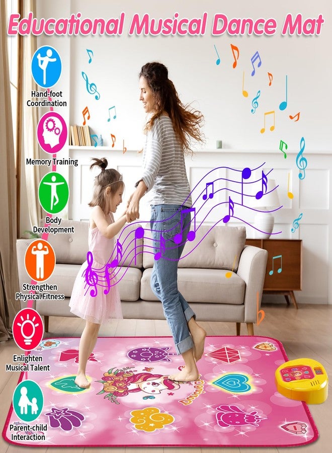 maysida Unicorn Dance Mat Toys for 3-12 Year Old Girls, Dance Pad with LED Lights, Built-in Music, 6 Game Modes, Electronic Dancing Mat as Christmas Birthday Gift for 3 4 5 6 7 8 9+ Girls (Pink) - Image 3
