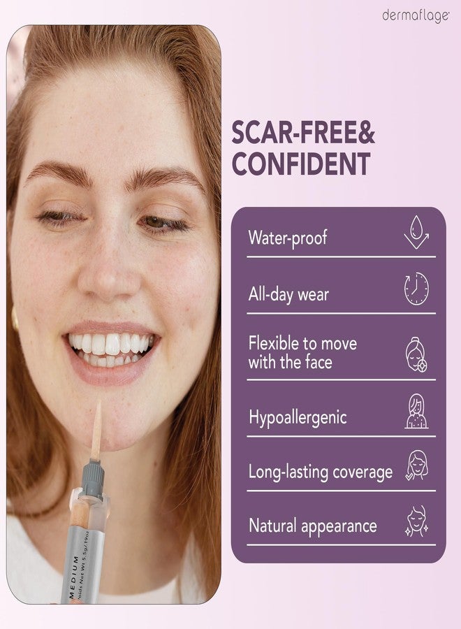 Dermaflage Scar Filler Kit - Medium - Deep Scar Cover and Waterproof Concealer for Acne Scars Wrinkles, and Ice Pick Scars Makeup, 1 mo supply - Image 3