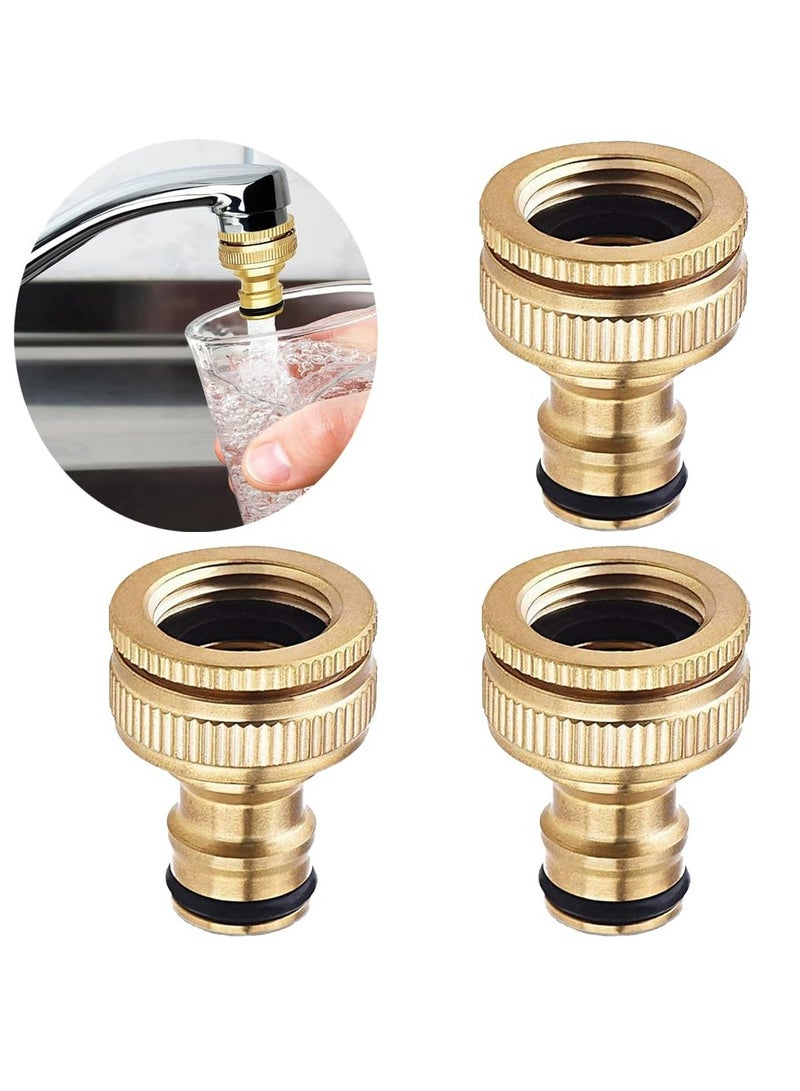CMGTYYD 3 Pieces 1/2 Inch & 3/4 Inch 2-in-1 Garden Hose Quick Connector Brass Quick Hose End Connector Garden Hose Nozzle Connect Kit for Kitchen Garden Outdoor Hose Pipe Tool - Image 1