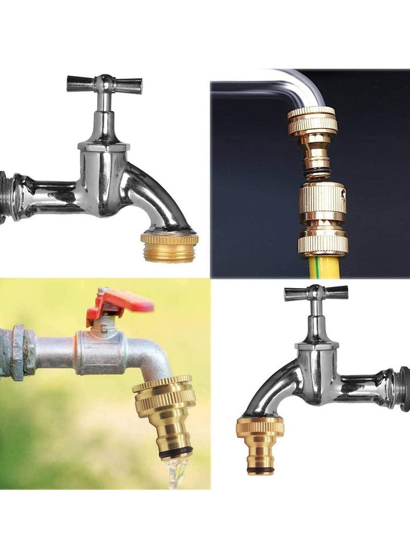 CMGTYYD 3 Pieces 1/2 Inch & 3/4 Inch 2-in-1 Garden Hose Quick Connector Brass Quick Hose End Connector Garden Hose Nozzle Connect Kit for Kitchen Garden Outdoor Hose Pipe Tool - Image 2