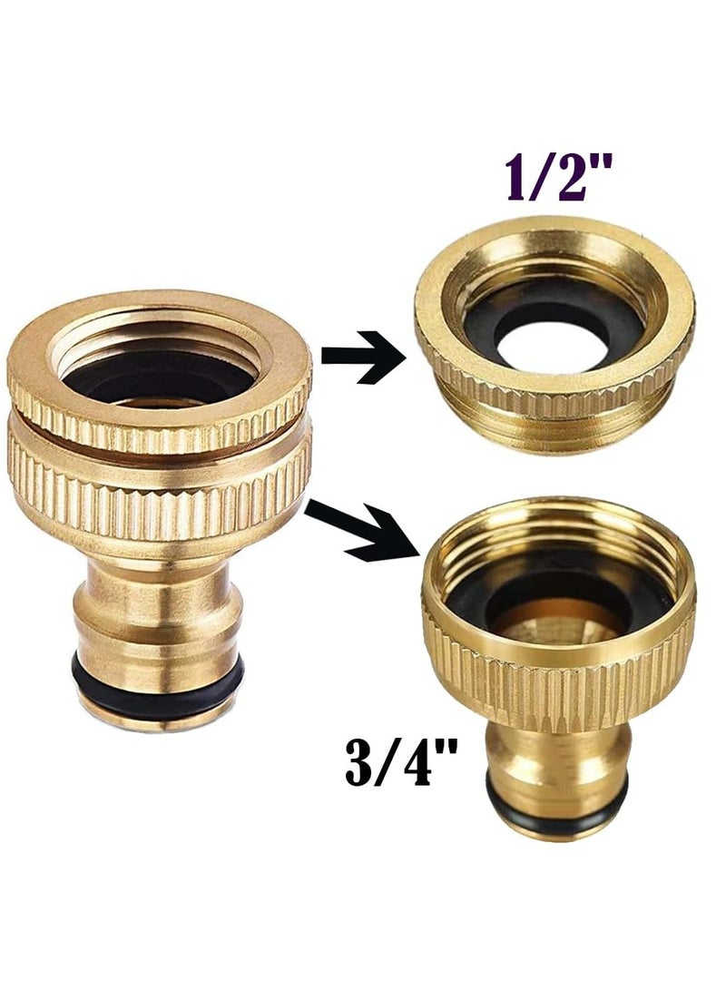 CMGTYYD 3 Pieces 1/2 Inch & 3/4 Inch 2-in-1 Garden Hose Quick Connector Brass Quick Hose End Connector Garden Hose Nozzle Connect Kit for Kitchen Garden Outdoor Hose Pipe Tool - Image 3