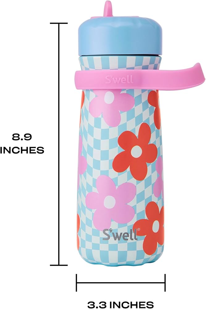 S'well Stainless Steel Kids Traveler with Flip Straw Lid, 16oz, Pink Petal, Triple Layered Vacuum Insulated Containers Keeps Drinks Cold for 24 Hours, BPA Free, Easy Carrying On the Go - Image 3