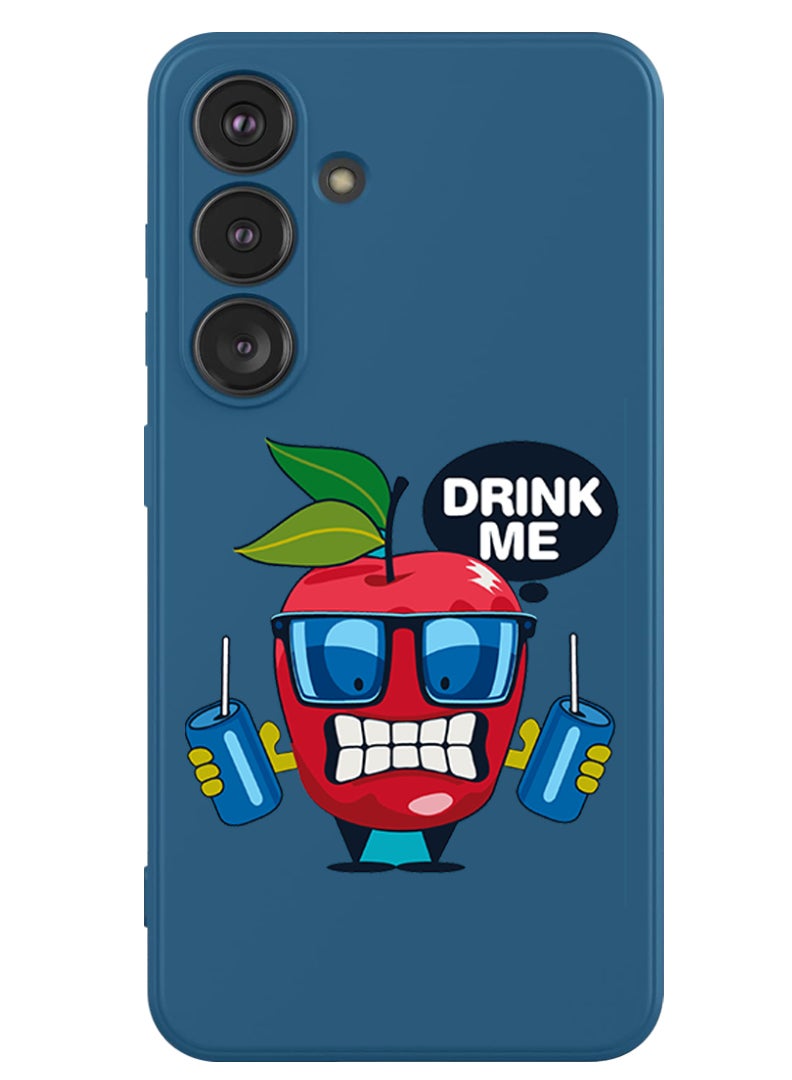 Theodor Protective Slim Fit Case Liquid Silicone Cover with Full Body Protection Anti-Scratch Shockproof Case For Samsung Galaxy S24 (Blue) - Apple drink me - Image 1