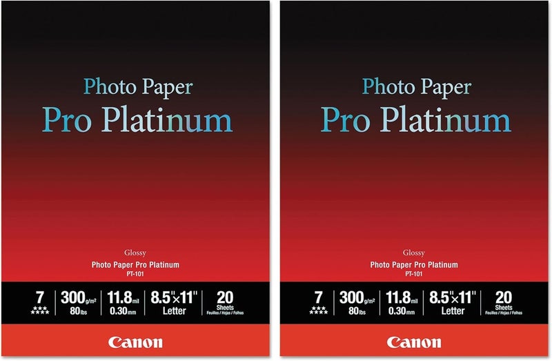 Canon 2768B022 Photo Paper Pro Platinum, 8.5 x 11 Inches, 20 Sheets (Pack of 2) - Image 1