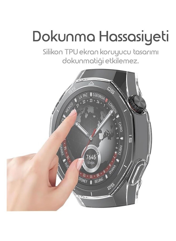 Case for Huawei Watch GT5 Pro 46mm Soft TPU Screen Protector Full Grip Shockproof Silicone Protector for Touch Free Watch (Transparent, GT5 Pro 46mm) (Clear) - Image 2