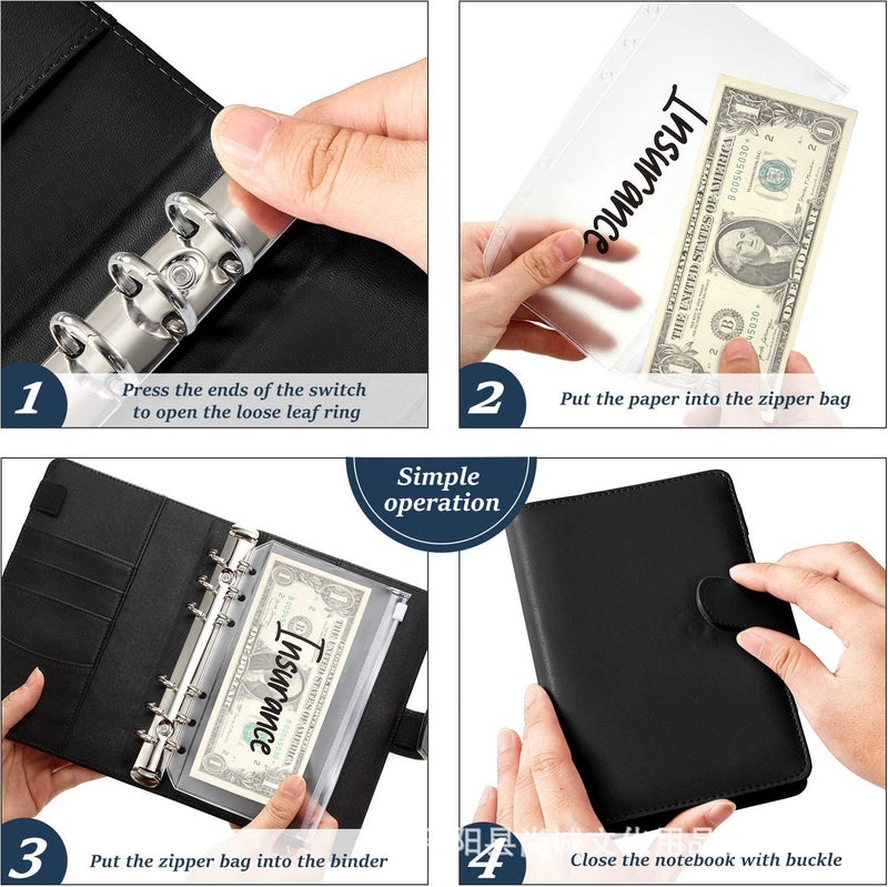 Spot A6 Binder Zipper Bag Macaron Notebook Leather Pu Binder Cash Budget Hand Ledger - Image 3