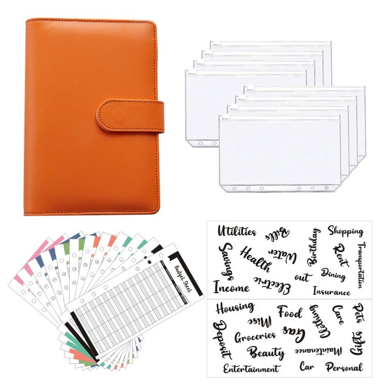Spot A6 Binder Zipper Bag Macaron Notebook Leather Pu Binder Cash Budget Hand Ledger - Image 1