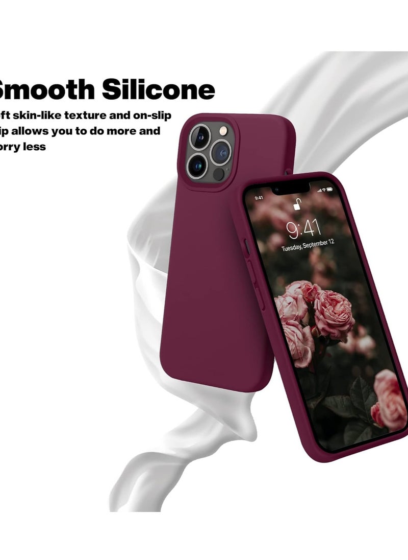 Generic - Silicon Case with Micro Fiber Layer Inside Compatible with iPhone 14 Pro (Wine Red) - Image 1