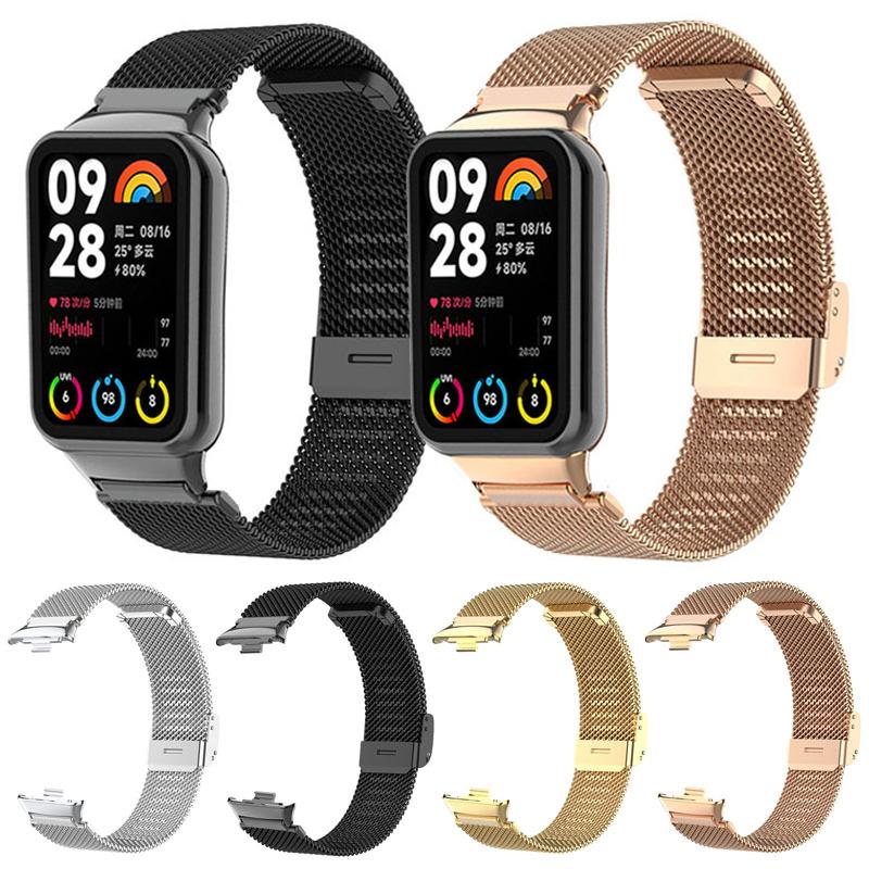 erorex For Xiaomi Smart Band 9 Pro/8 Pro/Redmi Watch 5/4 Milanese Metal Buckle Watch Band(Black) - Image 4