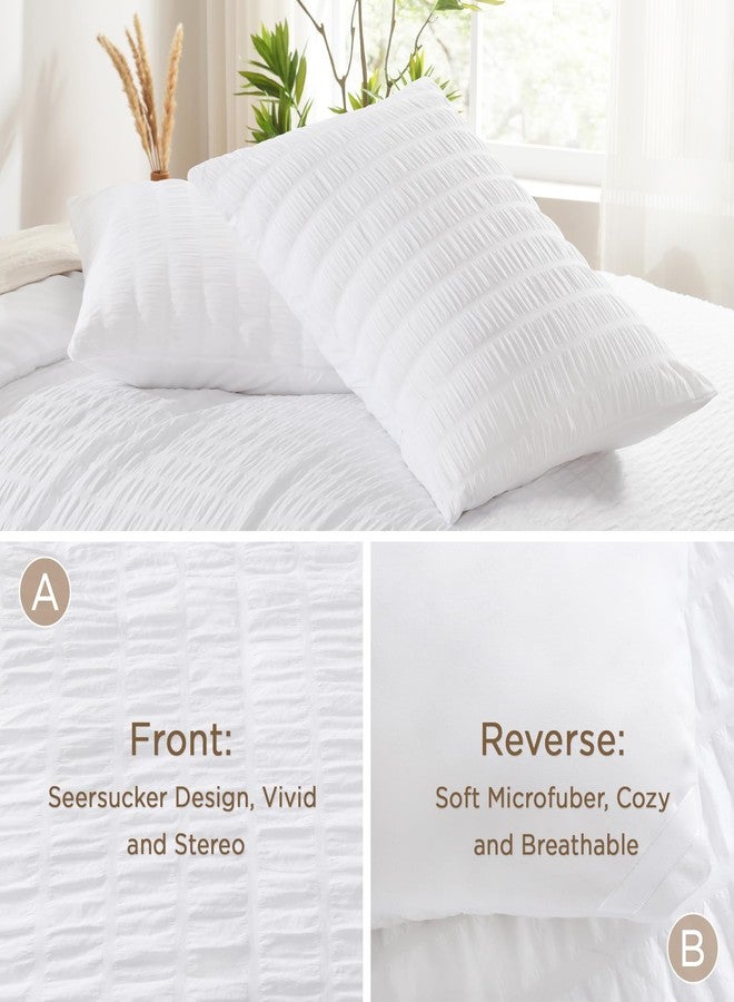 AveLom Seersucker Comforter Set - Full Size, 80x90 Inches, White, 3 Pieces, Unisex - Image 4
