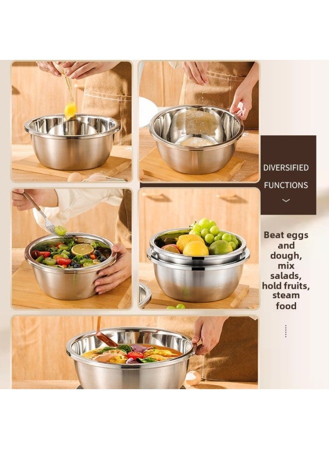 Basin Extra Large Food Baking Kitchen Grade Basin Household Soup Basin Vegetable Washing Egg And Basin Extra Thick 304 Stainless Steel-Specifications:Sus304 Ultra-thick 24cm Solid Basin + Leakage Plate Supports Potion Inspection-Color:Default Items - Image 3