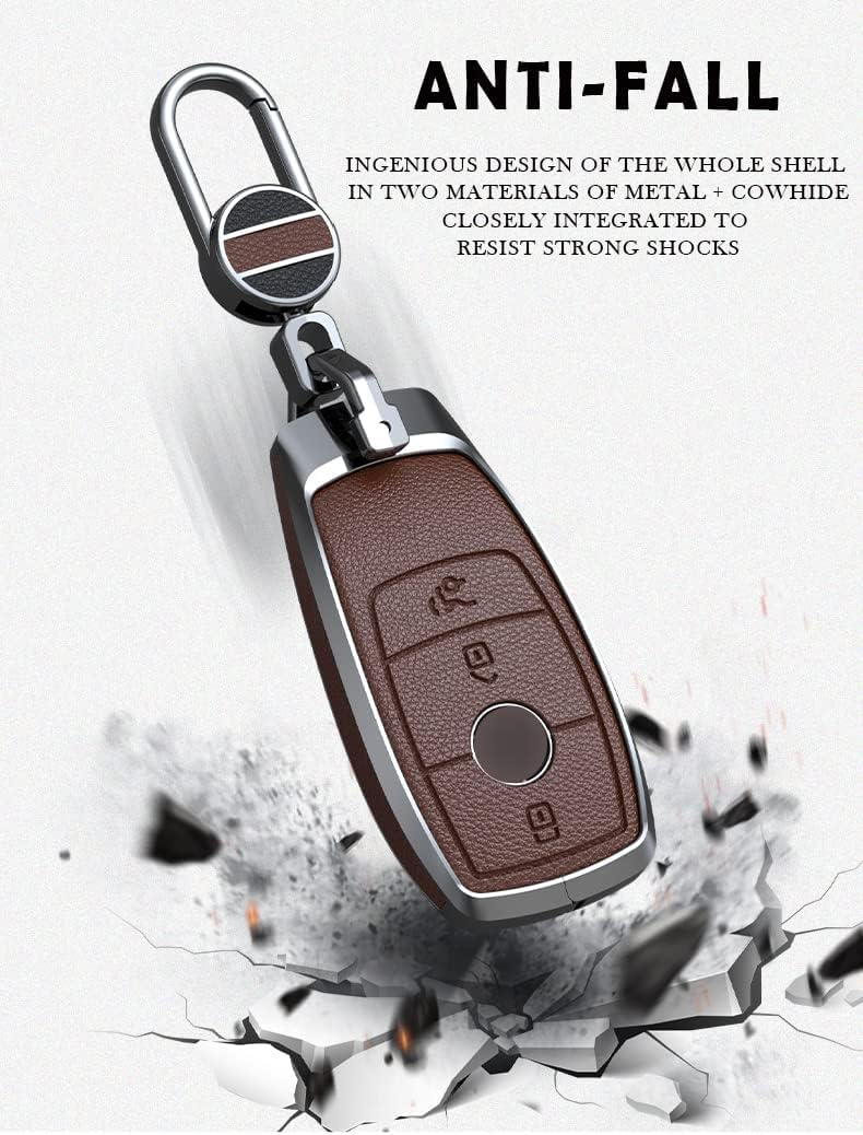 ontto Leather Key Fob Cover Keyring for Mercedes A C E S G GLS CLA Class - Image 5