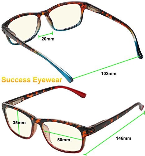Success Eyewear Computer Glasses 2 Pair Anti Glare Spring Hinge Ombre Color Computer Reading Glasses for Men and Women Set of Havana Blue and Havana Red 1.5 - Image 3