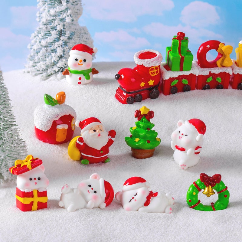 Micro-Landscape Resin Ornaments Cute Santa Claus Bear Train Carriage Snow Scene Diy Crystal Ball Decorations - Image 4