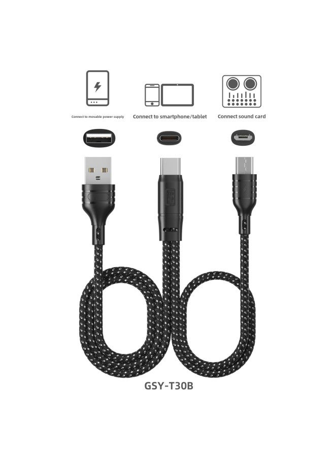 Applicable To Aiken Live Broadcast Sound Card OTG Adapter Mobile Phone Live Broadcast Sound Card Adapter Charging OTG Audio Adapter-Model:T30B TYPE-C To Android + Usb - Image 1
