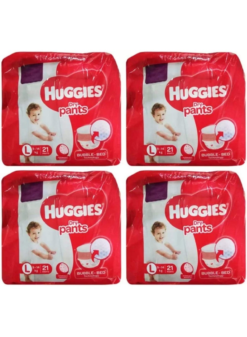 Huggies Baby Dry Pants,size Large, 21 Pcs Pack, Combo of 4 Packs - L (84 Pieces) - Image 1