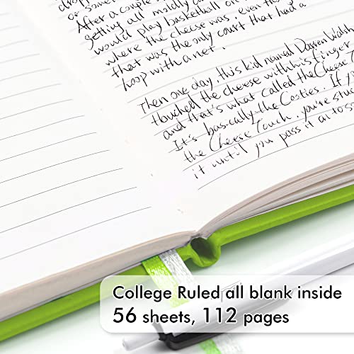 feela 6 Pack Pocket Small Notebooks Bulk, Mini Cute Memo Notepads Hardcover College Ruled Lined Journals with Pen Holder for Women Girls Office School, with 6 Black Pens, 3.5”x 5.5”, A6, Green - Image 3