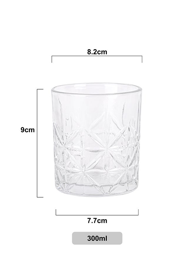 Ollieroo كؤوس ويسكي قديمة مزخرفة - كوب زجاجي متين سعة 300 مل للكوكتيلات، الماء، العصير، البيرة، النبيذ - مجموعة زجاجية خاصة، أدوات مائدة، آمنة للغسالة - Image 4