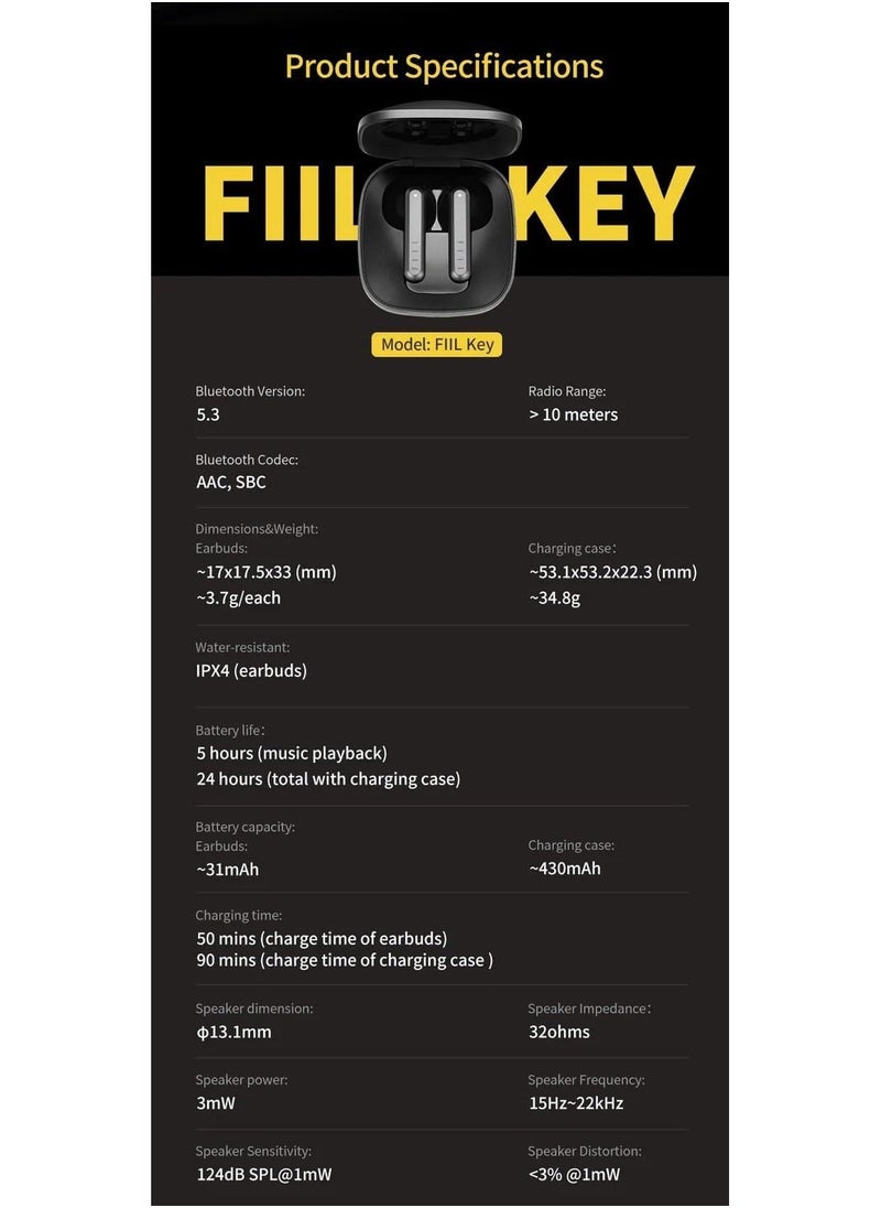FIIL FIIL Key TWS Wireless global version Bluetooth 5.3 Earphone purre cloction earbuds -white  - Image 5