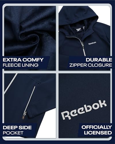 Reebok Womens Softshell Jacket - Super Soft Woven Wind Resistant Womens Fleece Jacket for Golf Running Gym Workout Hiking, Size Medium, Navy - Image 3