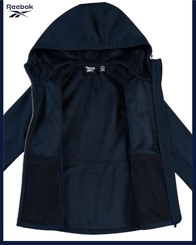 Reebok Womens Softshell Jacket - Super Soft Woven Wind Resistant Womens Fleece Jacket for Golf Running Gym Workout Hiking, Size Medium, Navy - Image 4