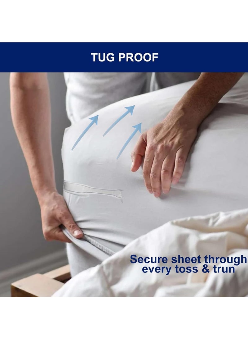 Relex Lock Sheet Holders Set of 4, Heavy Duty Fitted Sheet Straps with Secure Clips, Universal Fit for All Mattress Sizes (King, Queen, Twin), Keep Sheets Snug, No More Slipping (White) - Image 5