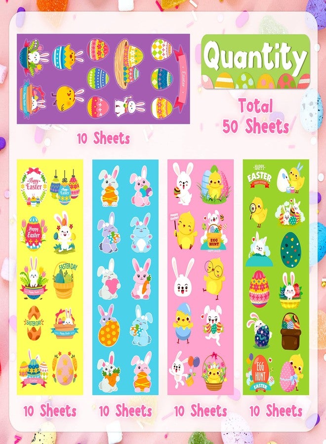 LINAYE 50 Sheets Easter Stickers for Kids - 550PCS Assorted Easter Stickers Bulk for Egg Treats Basket Stuffers Gift Party Favor Supplies for Kids - Image 4
