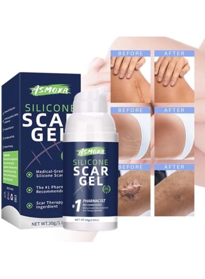 ASMOXA Silicone Scar Gel, Advanced Scar Cream for Surgical Scars, Burns, C-Section, Stretch Marks, Keloids, Fades Old & New Scars, Face & Body Scar Treatment, Smooths & Softens Skin, For Men & Women - Image 5