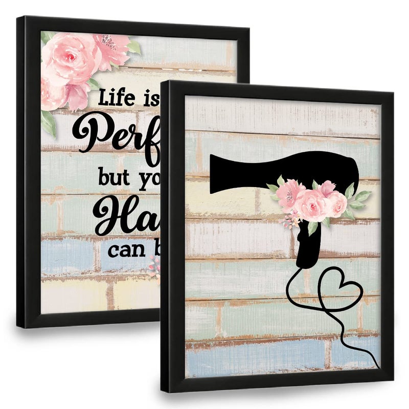 Chaka Chaundh Chaka Chaundh Saloon wall frames Saloon wall poster Beauty Parlour wall decoration framed posters Hair salon wall decoration posters 14 X 11 Inches set of 2