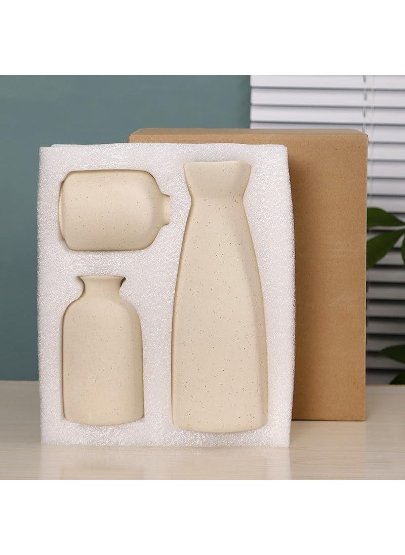 SKY-TOUCH Sky-Touch Home Decor Ceramic Vase Set of 3 : Pampas Grass Dried Flowers Vase Morden Boho Vases Decoration Items for Living Room Home Kitchen Dinner Table Shelf Office Desk Decor (Beige)  - Image 4