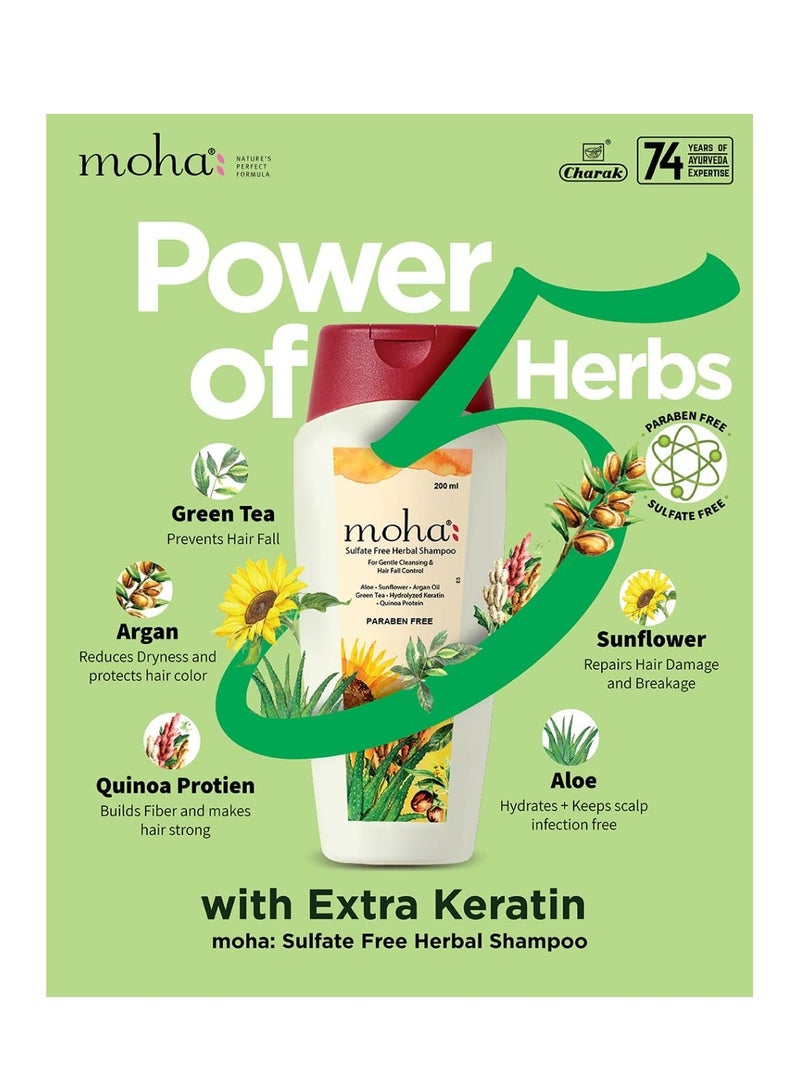 moha Sulfate Free Herbal Hair Shampoo 200 ML And Herbal Hair Serum For Men and Women  Non Sticky AND Non Greasy Hair Serum 100 ML Combo Pack - Image 4