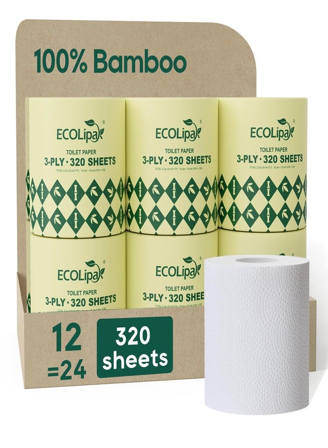 ECOLipak Bamboo Toilet Paper 3 Ply, Septic Safe Toilet Tissue, 12 Double Rolls, 320 Sheets Per Roll, Tree Free, Non Toxic, Soft and Absorbent, Eco Friendly Dye-Free Paper, White - Image 1