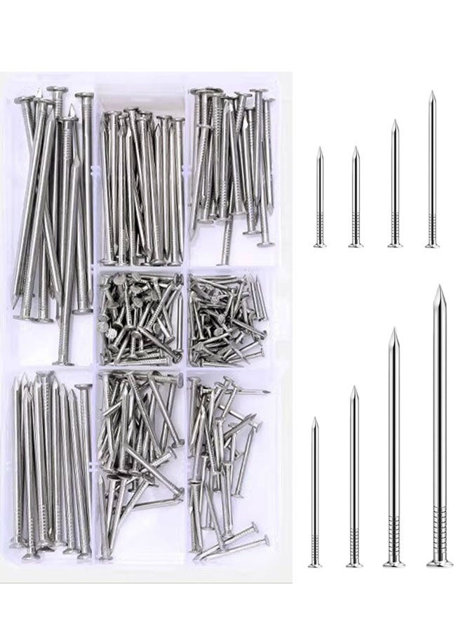 HOOTO Boxed 201 stainless steel round nails, steel nails, woodworking wood hanging nails, foreign nails, wall nails, extended foreign nails, 220 Piece - Image 1