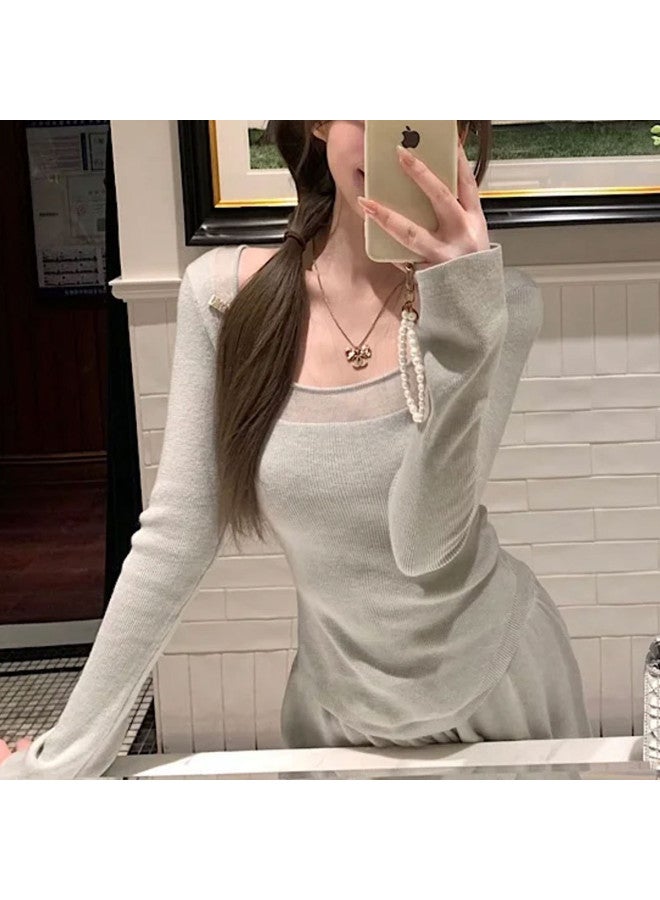 PLANDOO Unique And Chic Square Neck Base Shirt For Women, Early Autumn 2025 New Slim Fit Long Sleeve Knitted Top With A Premium Feel - Image 3